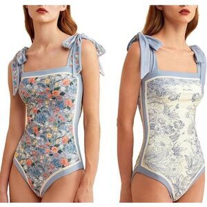 Visual Swim reversible one piece swimsuit with shoulder ties - L
